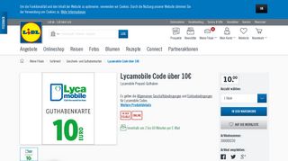 
                            12. Lycamobile Code über 10€ - Lidl.de