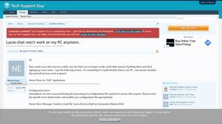
                            9. Lycos chat won't work on my PC anymore. | Tech Support Guy