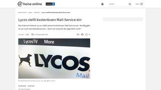 
                            3. Lycos stellt kostenlosen Mail-Service ein | heise online