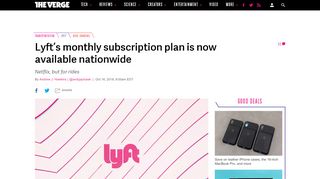 
                            10. Lyft's monthly subscription plan is now available nationwide - The Verge