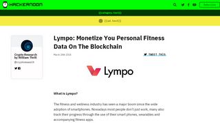 
                            13. Lympo: Monetize You Personal Fitness Data On The Blockchain