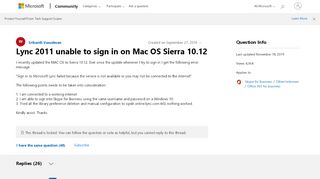 
                            5. Lync 2011 unable to sign in on Mac OS Sierra 10.12 - Microsoft ...