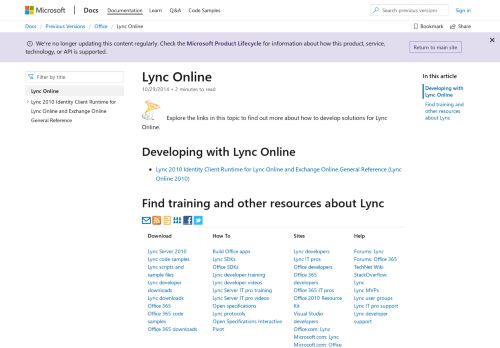 
                            5. Lync Online | Microsoft Docs