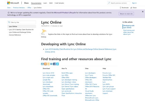 
                            8. Lync Online | Microsoft Docs