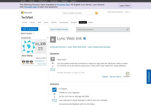 
                            7. Lync Web link - Microsoft