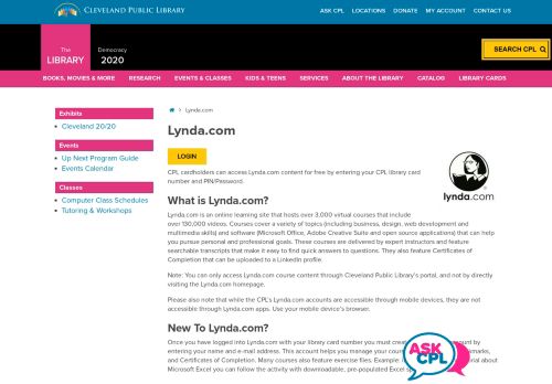 
                            9. Lynda.com – Cleveland Public Library
