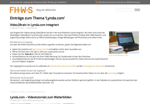 
                            10. Lynda.com « FHWS-Bibliothek