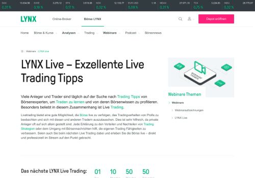 
                            4. LYNX Live Börse: Einfach, kurz, direkt auf den Punkt gebracht