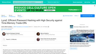 
                            11. Lyra2: Efficient Password Hashing with High Security ...