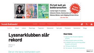 
                            8. Lyssnarklubben slår rekord | Svensk Bokhandel