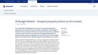 
                            3. M-Budget Mobile - cheapest prepaid product on the market | Swisscom