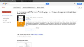 
                            10. M-Commerce und M-Payment: Anforderungen und Voraussetzungen an ...