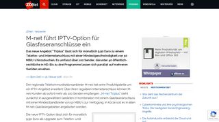 
                            11. M-net führt IPTV-Option für Glasfaseranschlüsse ein | ZDNet.de