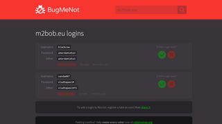 
                            7. m2bob.eu passwords - BugMeNot