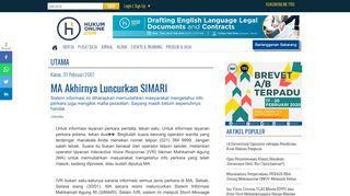 
                            12. MA Akhirnya Luncurkan SIMARI - hukumonline.com