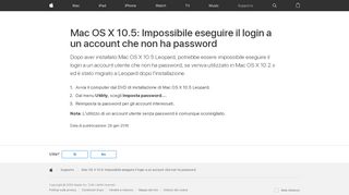 
                            8. Mac OS X 10.5: Impossibile eseguire il login a un account che non ha ...