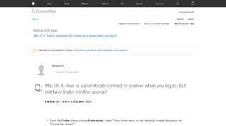 
                            4. Mac OS X: How to automatically connect to… - Apple Community
