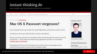 
                            9. Mac OS X Passwort vergessen? - instant-thinking.de