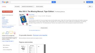 
                            8. Mac OS X: The Missing Manual, Tiger Edition: The Missing Manual - Resultado da Pesquisa de livros Google