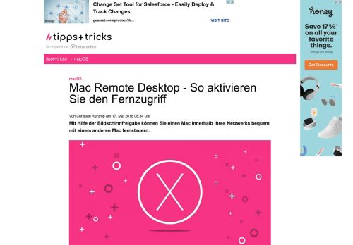 
                            3. Mac Remote Desktop - So aktivieren Sie den Fernzugriff - Heise