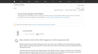 
                            2. Mac restarts every time after logging in … - Apple Community