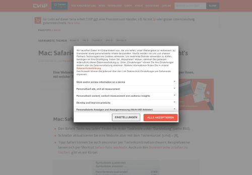 
                            12. Mac: Safari-Seite neu laden per Shortcut - so geht's - CHIP