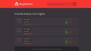 
                            2. macatcampus.com passwords - BugMeNot