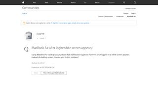
                            5. MacBook Air after login white screen appe… - Apple Community