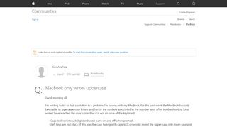 
                            1. MacBook only writes uppercase - Apple Community