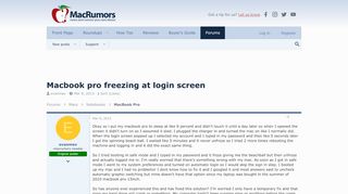 
                            11. Macbook pro freezing at login screen | MacRumors Forums