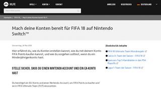 
                            2. Mach deine Konten bereit für FIFA 18 auf Nintendo Switch - EA Help