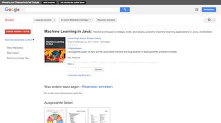 
                            6. Machine Learning in Java: Helpful techniques to design, build, and ... - Google Books-Ergebnisseite