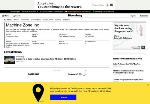 
                            9. Machine Zone Inc: Company Profile - Bloomberg