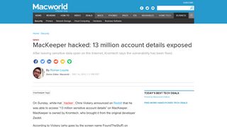 
                            11. MacKeeper hacked: 13 million account details exposed | Macworld