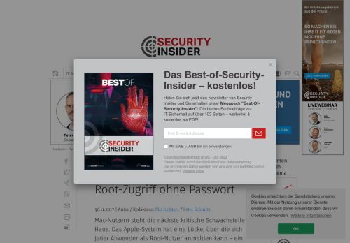 
                            6. MacOS High Sierra erlaubt Root-Zugriff ohne Passwort - Security-Insider