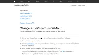 
                            5. macOS Sierra: Change the user picture - Apple Support