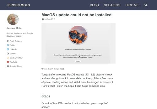 
                            12. MacOS update could not be installed - Jeroen Mols