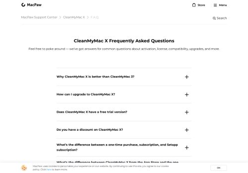 
                            12. MacPaw Support — Frequently Asked Questions About CleanMyMac X