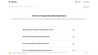
                            2. MacPaw Support — Frequently Asked Questions About Gemini 2