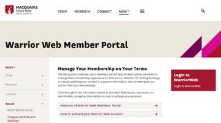 
                            11. Macquarie University - WarriorWeb member portal