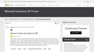
                            4. Macro to start and login to GP - Microsoft Dynamics GP Forum ...