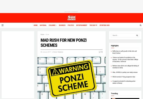 
                            8. MAD RUSH FOR NEW PONZI SCHEMES – The Sun Nigeria