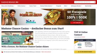 
                            2. Madame Chance Casino mit dreifachem Bonus | Casinobonus360