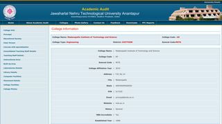 
                            7. Madanapalle Institute of Technology and Science ... - JNTU Anantapur