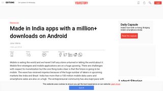 
                            12. Made in India apps with a million+ downloads on Android - YourStory