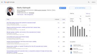 
                            9. Madhu Kalimipalli - Google Scholar Citations