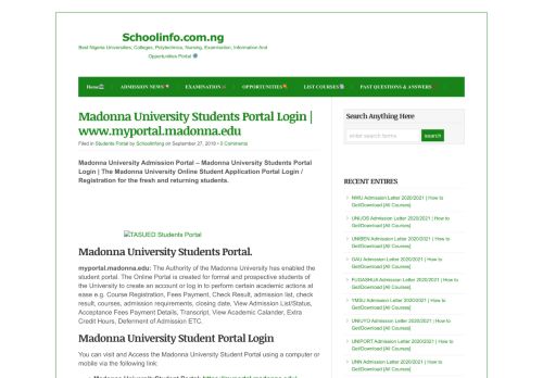 
                            5. Madonna University Students Portal Login | www ... - Schoolinfo