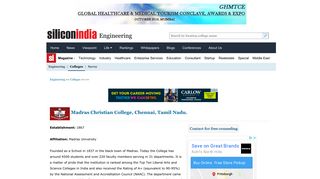 
                            12. Madras Christian College, Chennai, Tamil Nadu. , Fees, Courses ...
