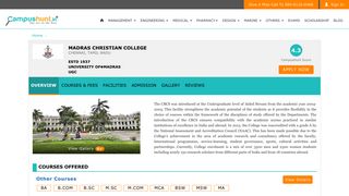
                            11. Madras Christian College College Details | Campushunt