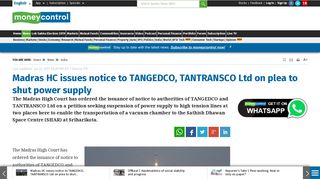 
                            10. Madras HC issues notice to TANGEDCO, TANTRANSCO Ltd on plea ...